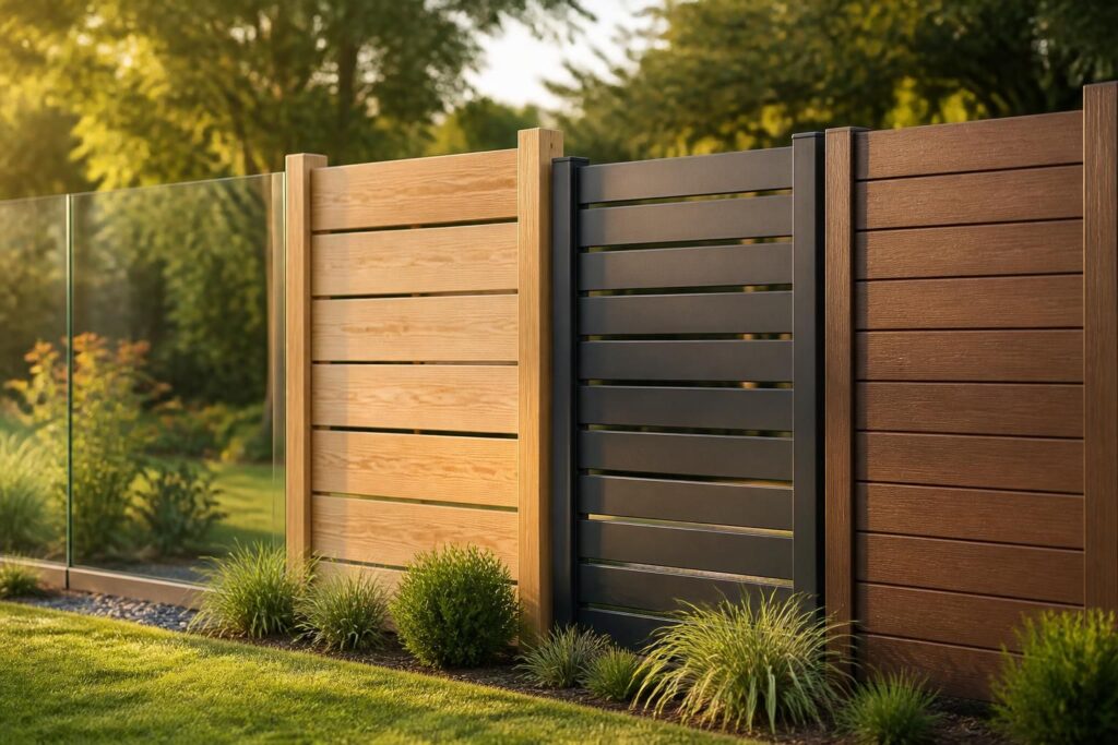 découvrez comment choisir la clôture idéale pour votre jardin parmi les matériaux verre, bois, aluminium et composite, en fonction de vos besoins et de votre style.