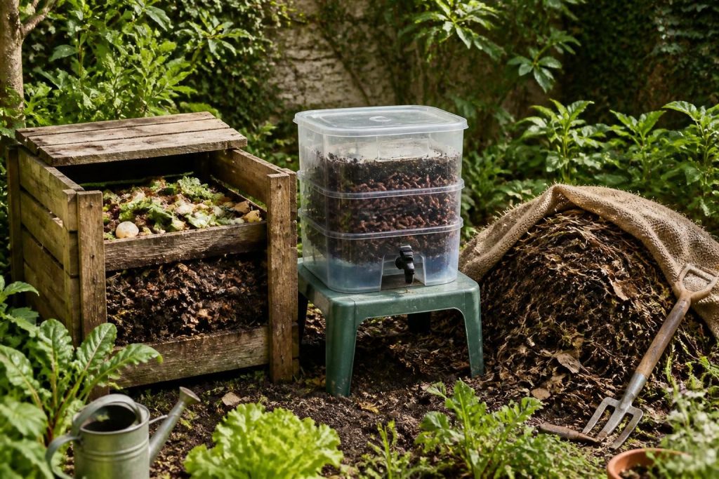 découvrez comment composter chez vous grâce au bac, au lombricomposteur ou au tas pour recycler vos déchets organiques et enrichir votre jardin naturellement.